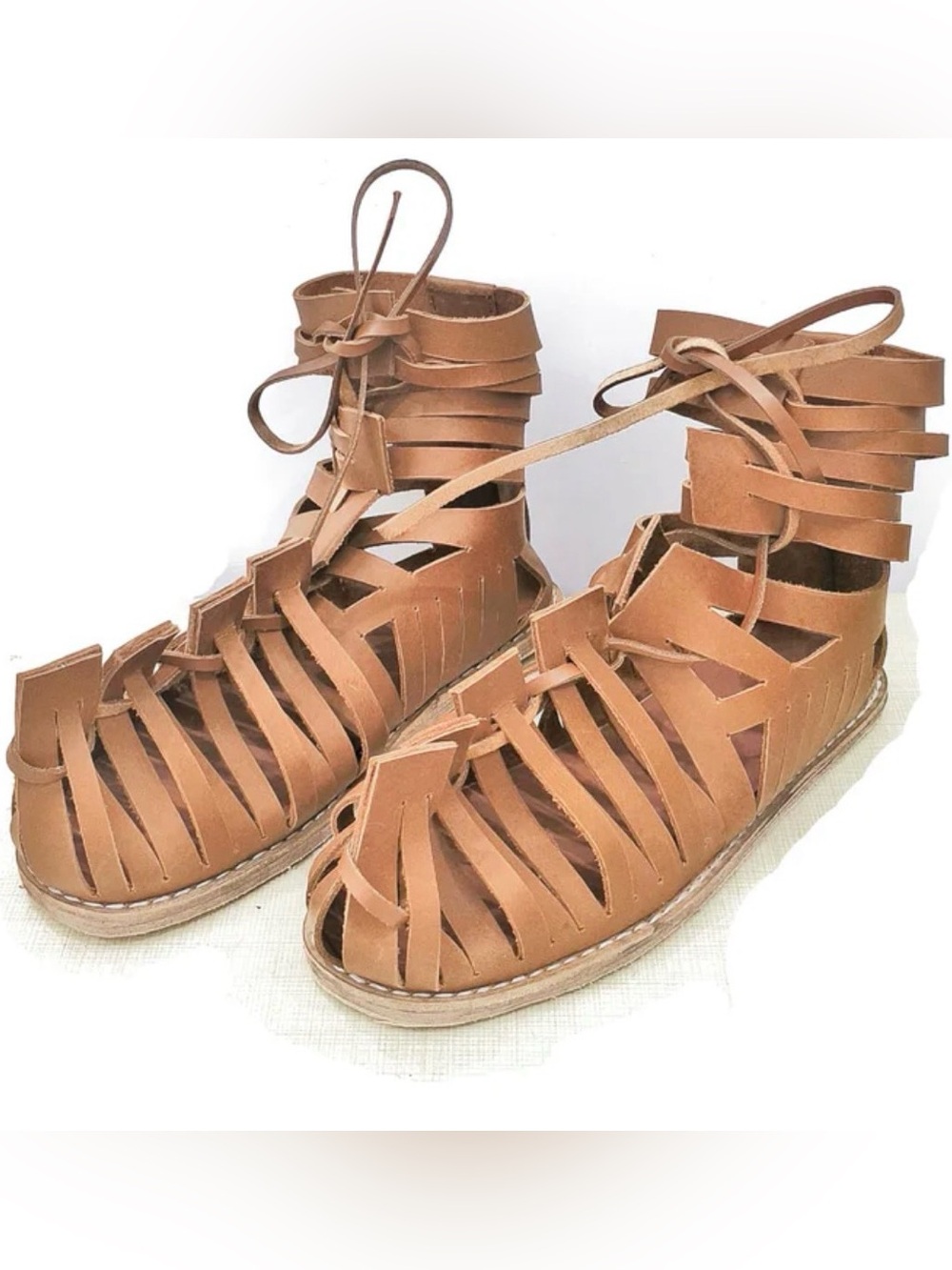 Thor Brown Huarache-Style Leather Sandals